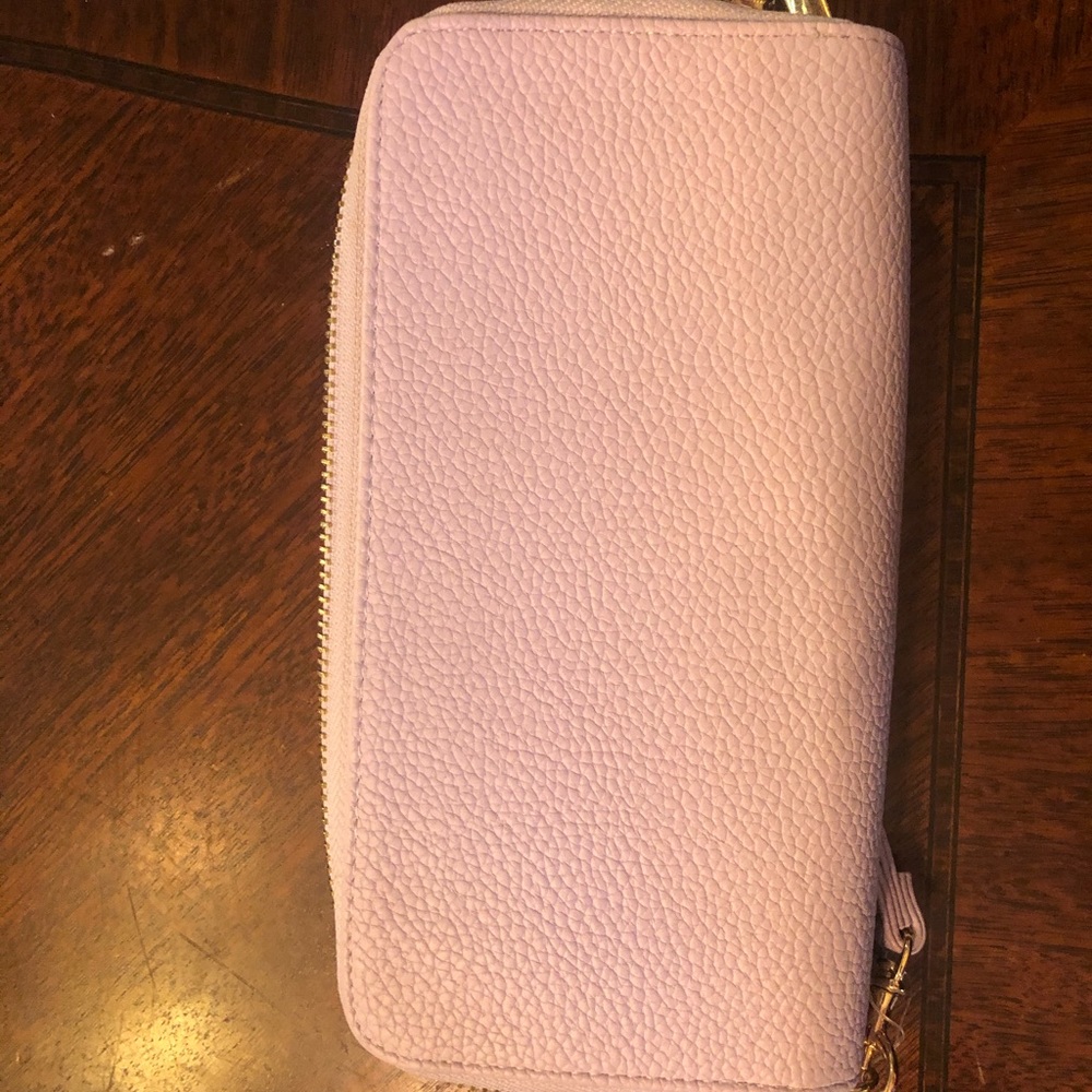 Pale pink full zip wallet